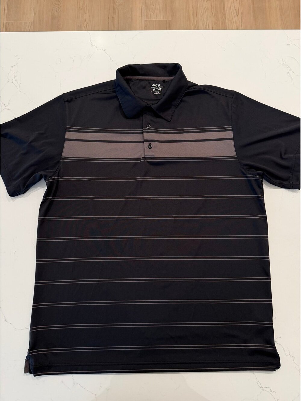 Snake Eyes Mens XL Black Striped Dry-18 Short Sleeve Golf Polo Shirt